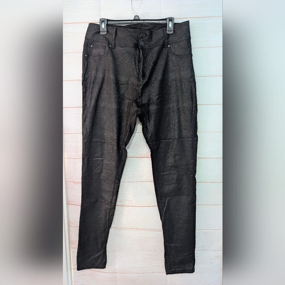 Nwot City Chic Black Shiny Reptile Print Skinny Jeans Size 20